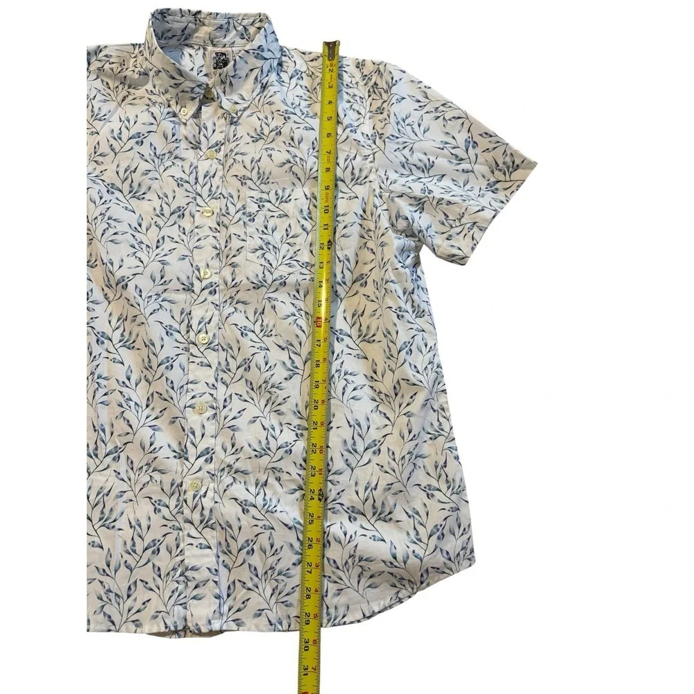 Kensington Men's Short Sleeve Button Down Shirt 100% Cotton Vine Print Size XL